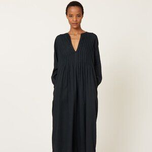 NWT, Raquel Allegra Victorian Pintuck Dress in Black Antique Cotton, Size 0 / XS